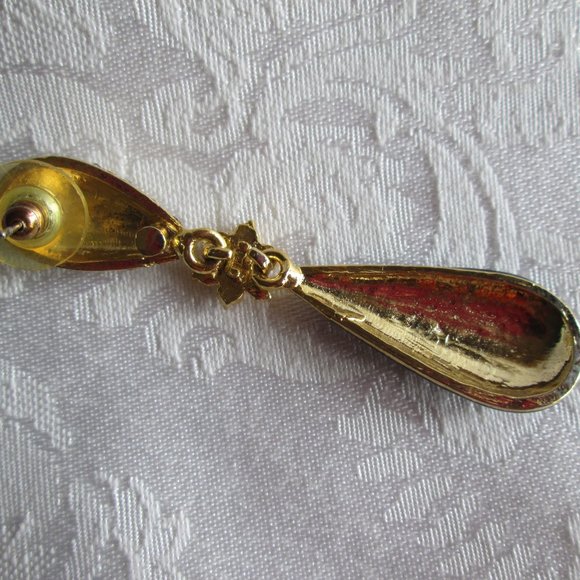 VINTAGE STAR BRIGHT - ROYAL and CRYSTAL TEARDROP EARRINGS - NWOT - Picture 15 of 15